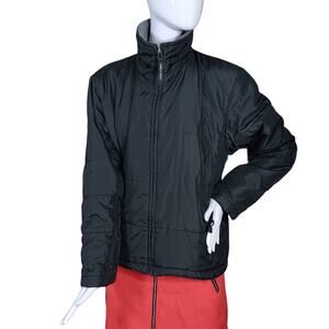 Army Navy Jacket Size Large Ladies Black Fully Lined Gray Fleece Zipper Closure